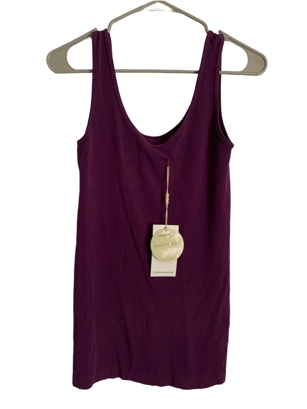 CEST MOI Women’s Purple Double Scoop Bamboo Cotton Nylon Spandex Tank